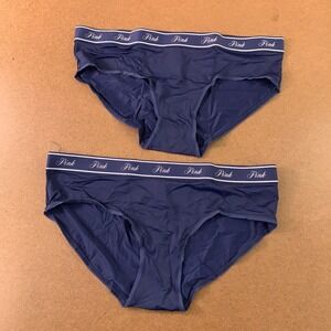 PINK Womens Size Large Blue Logo Hipster Panty 2 Pack NWT